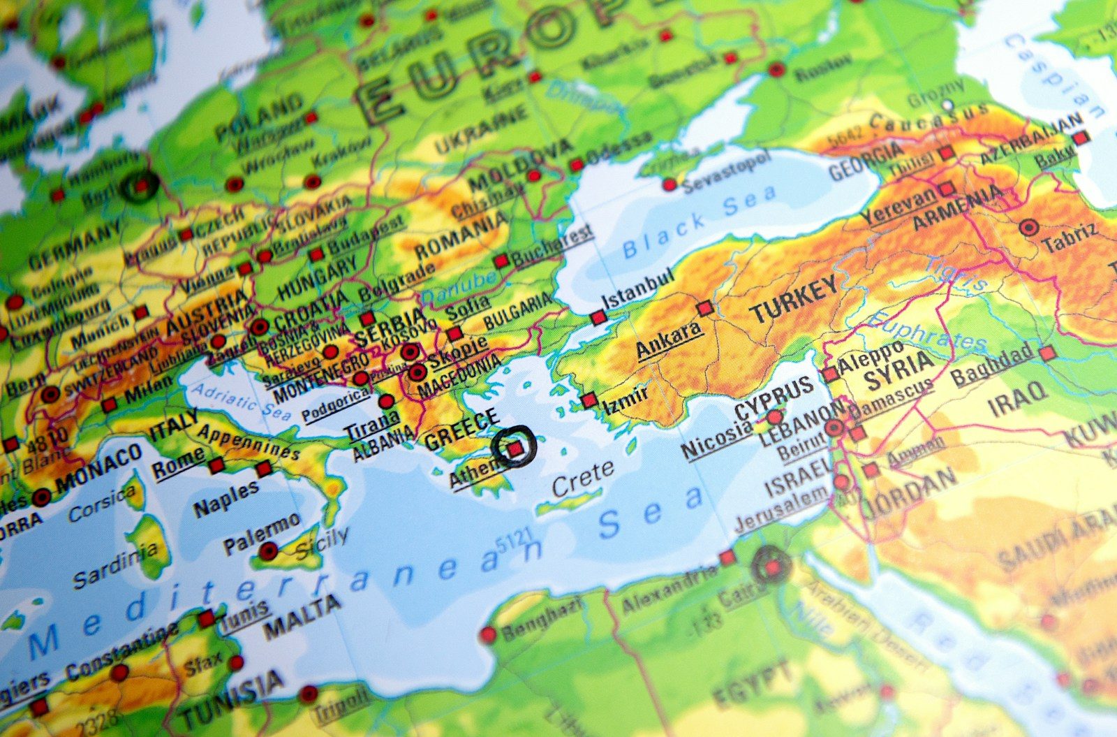 a close up of a map of europe