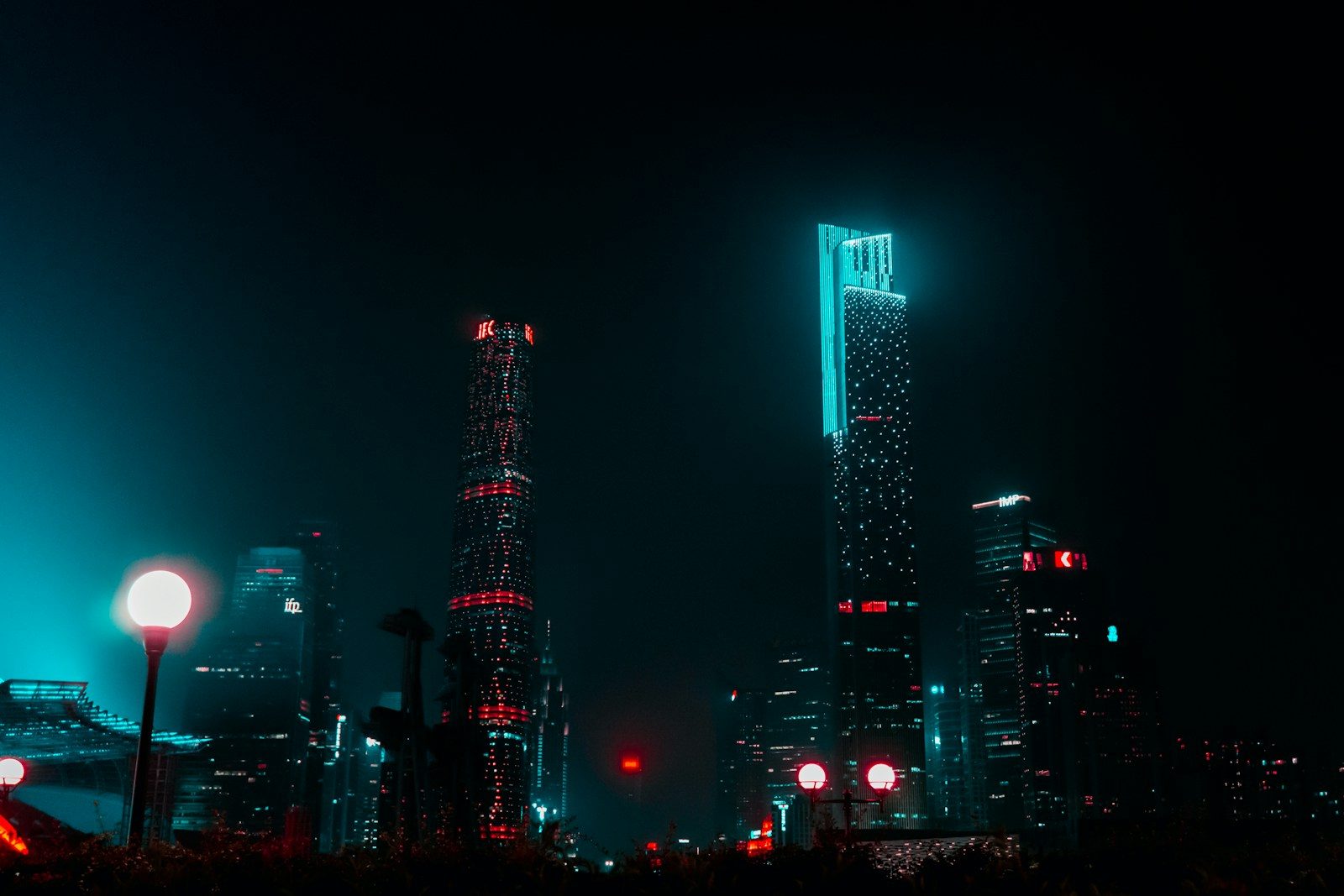 high-rise buildings at nighttime