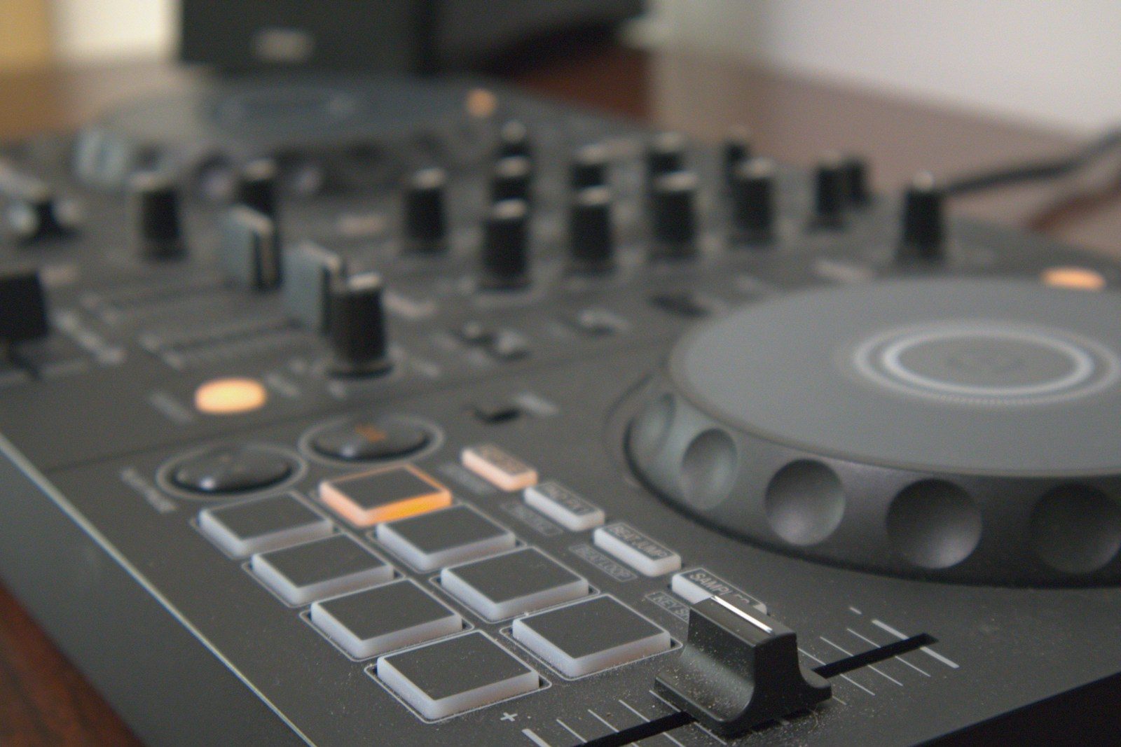 Dj mixer and controls.